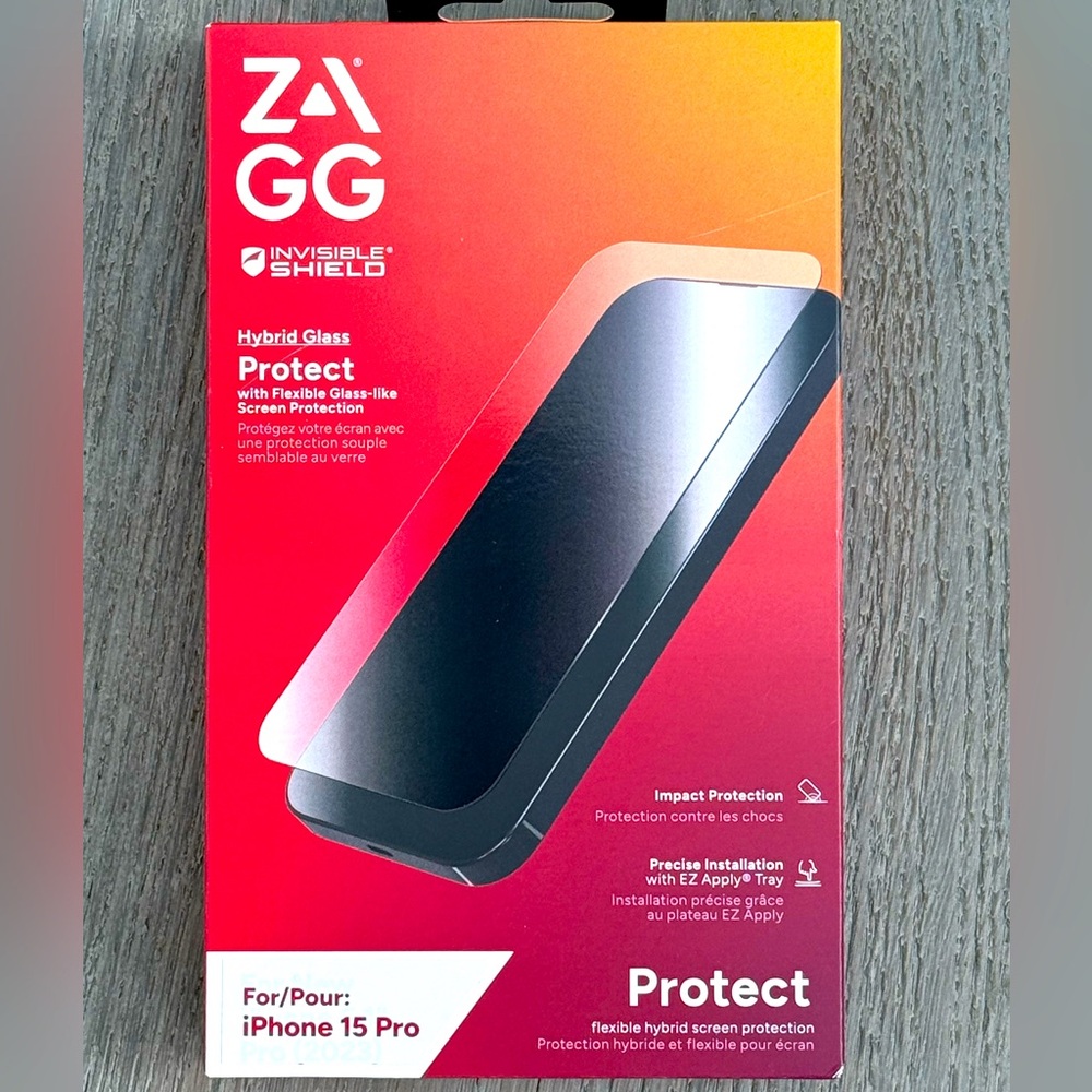 ZAGG Hybrid Glass InvisibleShield Scratch Resistant Screen Protector iPhone15Pro